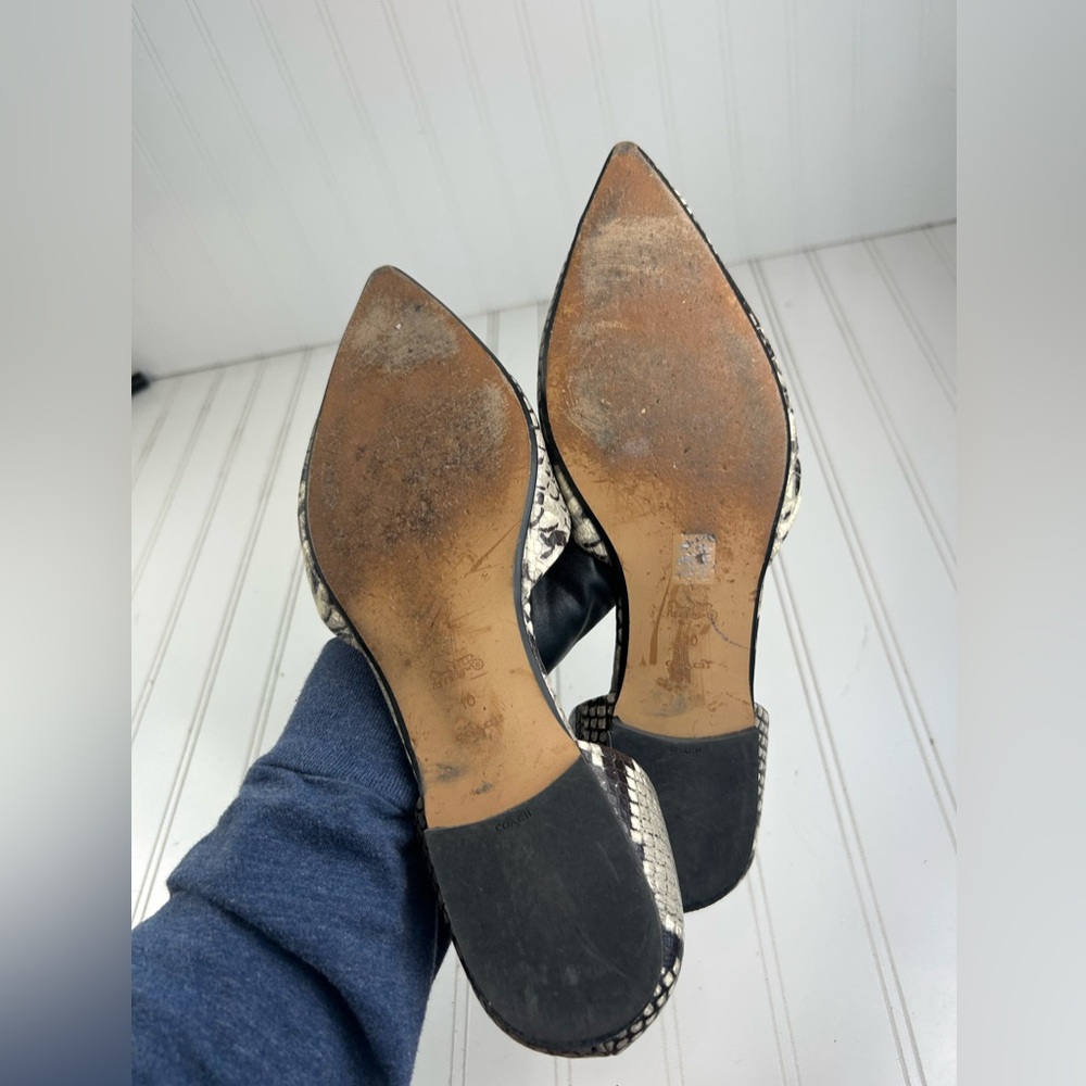 Coach Leather Pointy Toe Flats Natural (Snake) Womenโs Size 10 - Picture 10 of 11